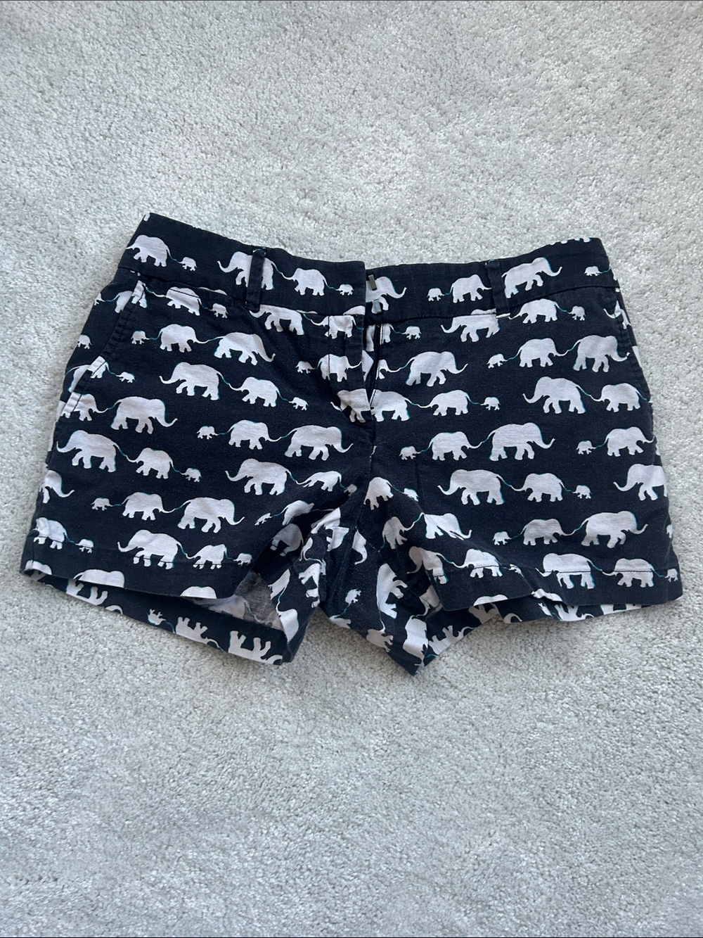 LOFT Navy and White Elephant Print Shorts